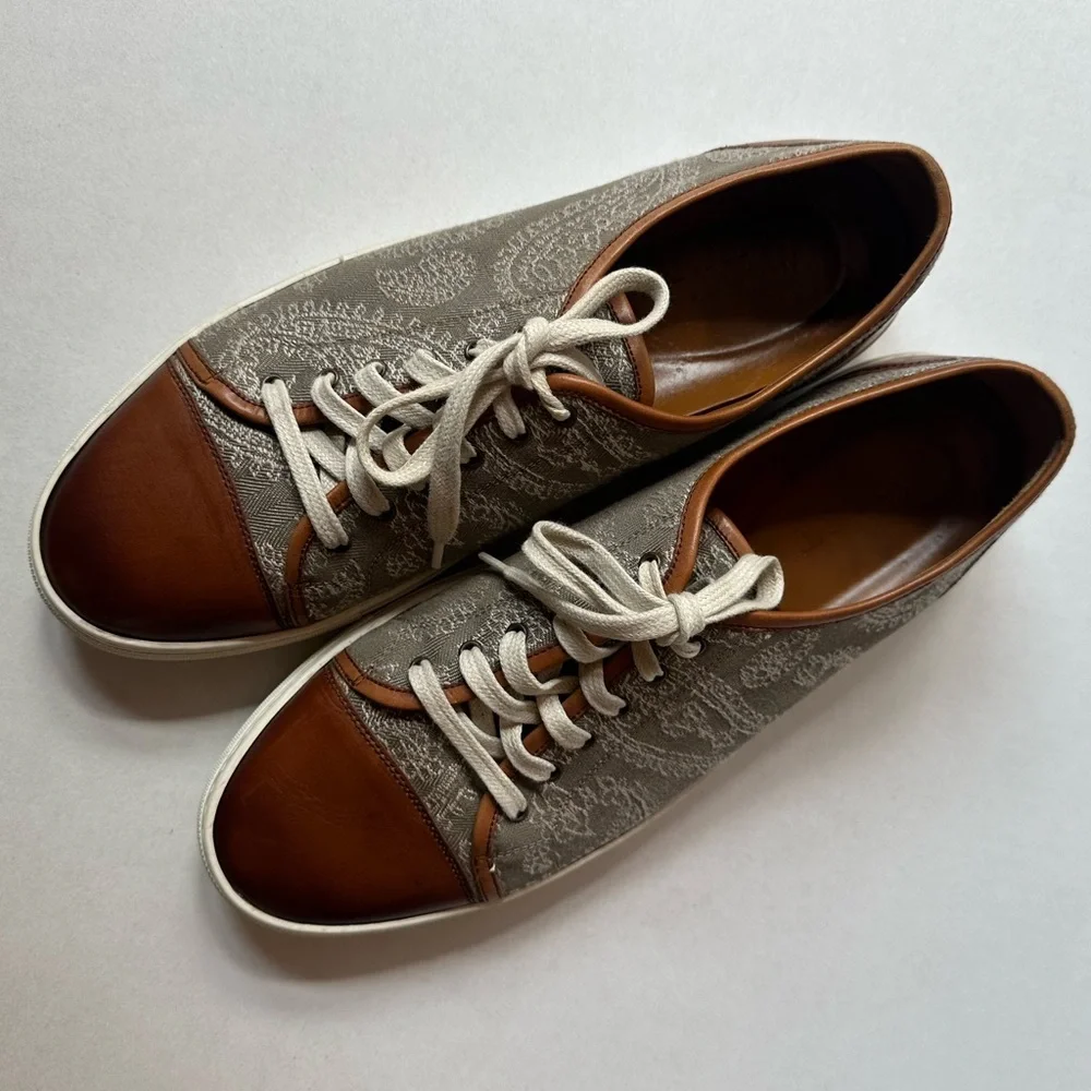 TAFT Jack Neutral Paisley Jacquard Design Sneakers With Leather Size 44 (11) EUC - Picture 8 of 12